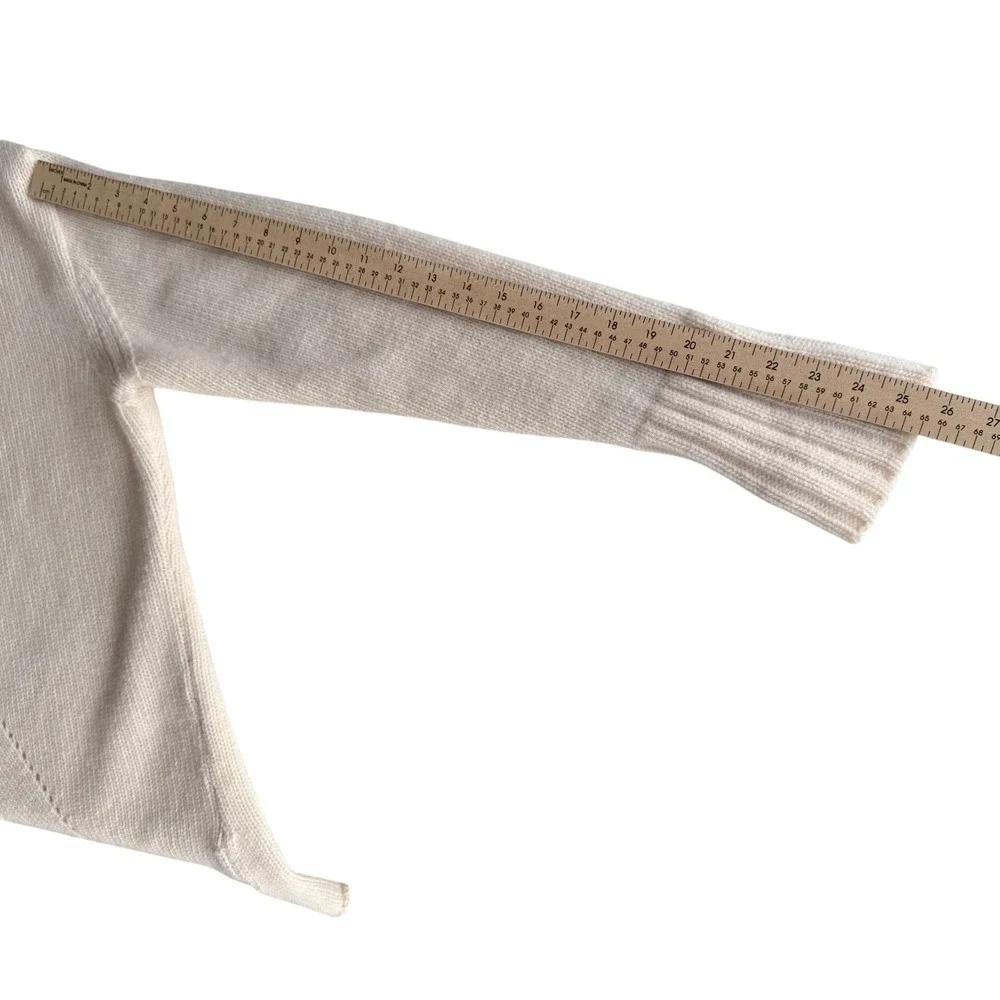 TIVOLI Irish‎ Lambswool Blend Women Cream Cable Knit Mock Roll Neck Sweater L XL